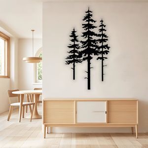 Metal Pine Tree Wall Art Decor, Nature Home Decor, Cedar Trees Metal Sign,🖤